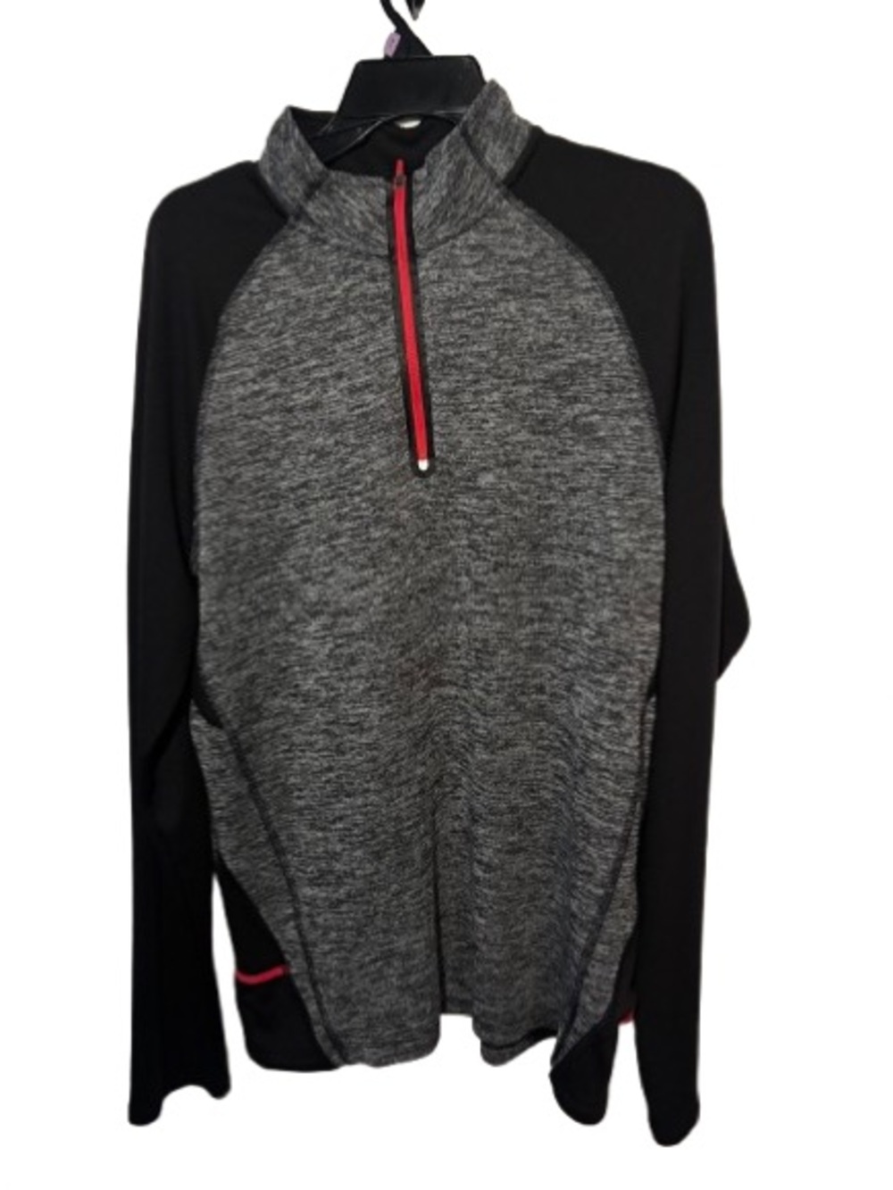 tek gear Gray & Black Quarter-Zip Pullover with Red Trim